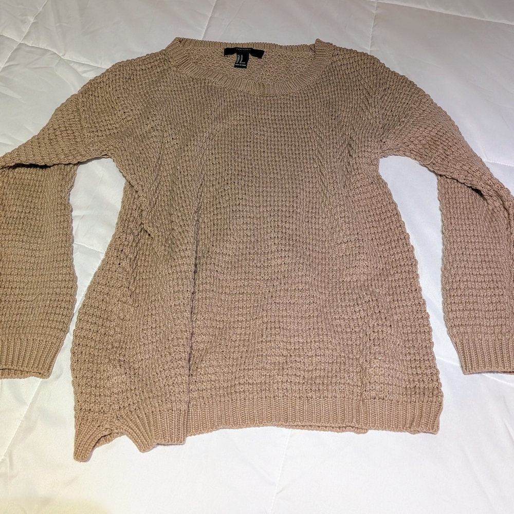 Forever 21 Tan Crew Neck Sweater Simple Knit